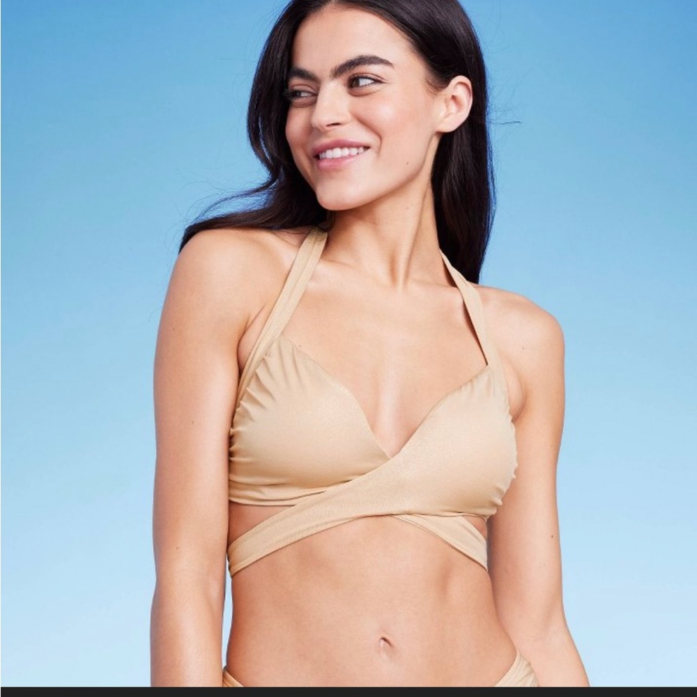 Women’s Longline Wrap Front Bralette Bikini Top Size XS (0-2)